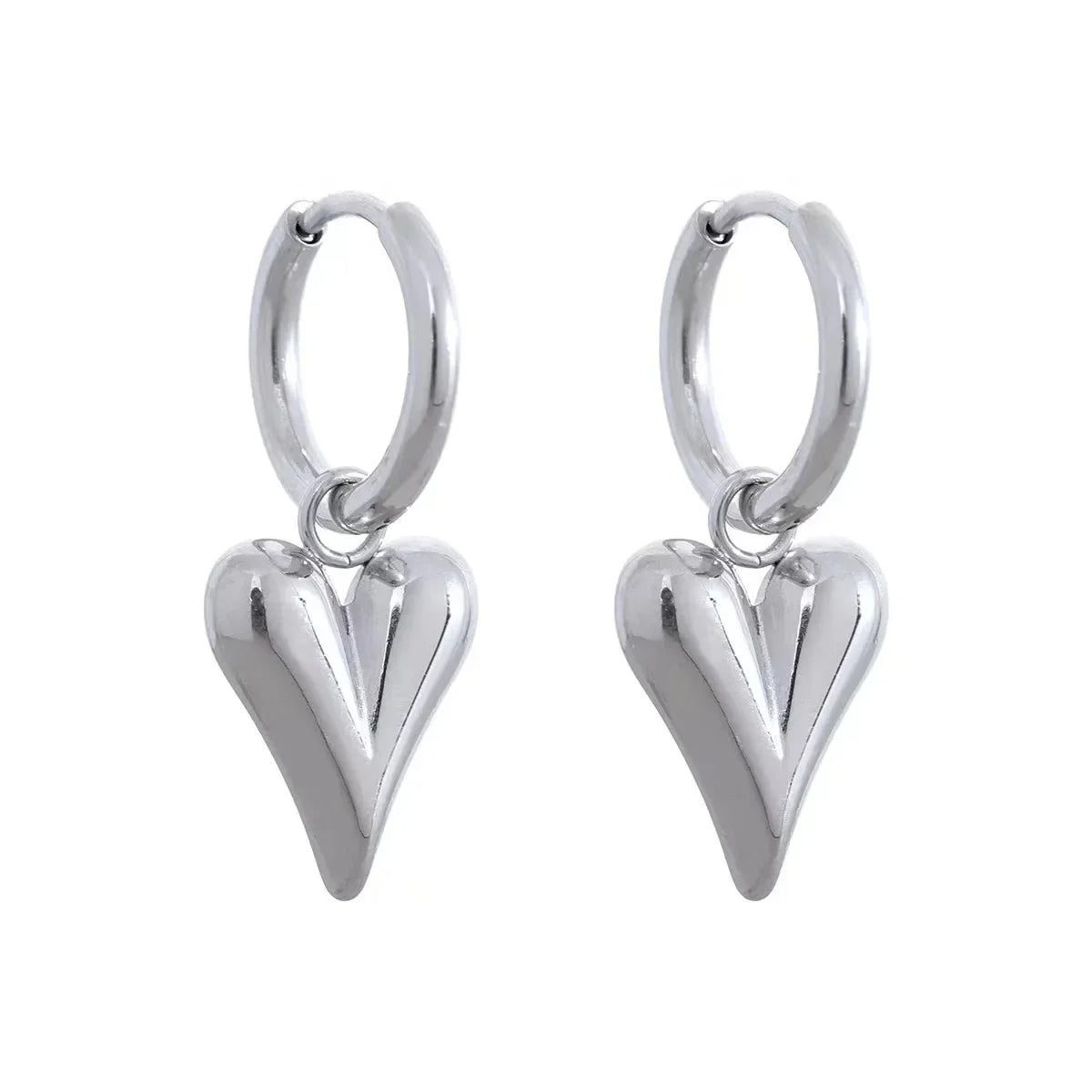 Waterproof Heart-Shaped Stainless Steel Stud Earrings