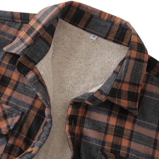 Men's Thick Quilted Flannel Shirt Jacket