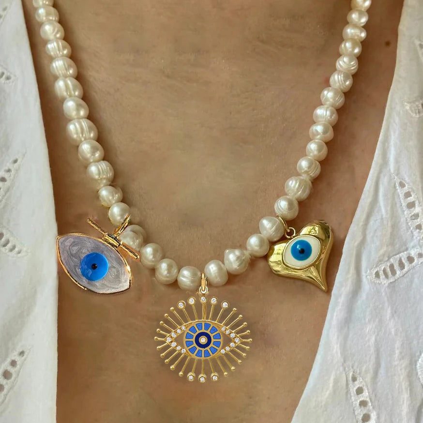 Chunky Cherry Pendant Necklace with Pearls