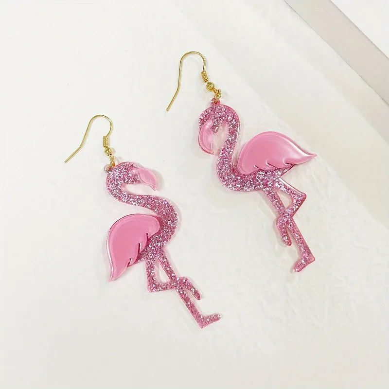 Charming Pink Flamingo Dangle Earrings for Women