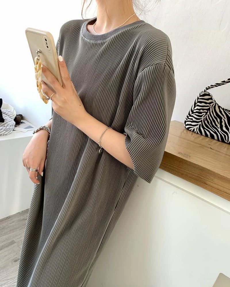 Trendy Loose Midi T-Shirt Dress for Women