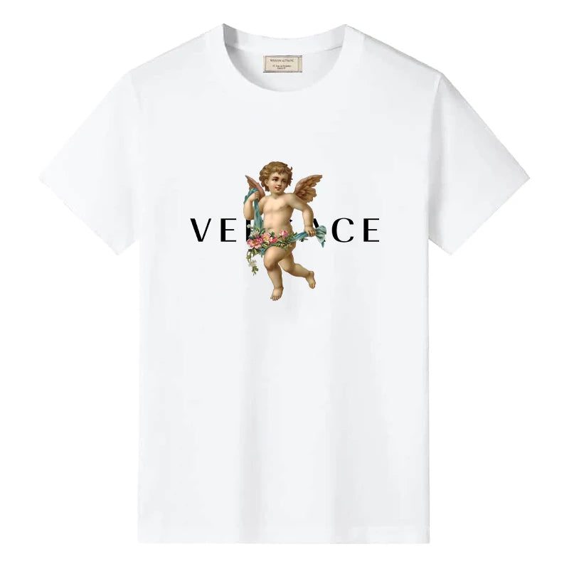 Men's Vintage Cotton T-Shirt with Angel Print
