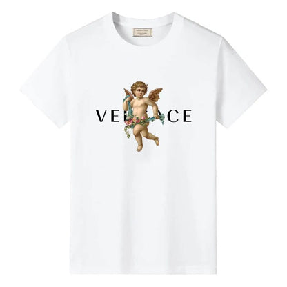 Men's Vintage Cotton T-Shirt with Angel Print