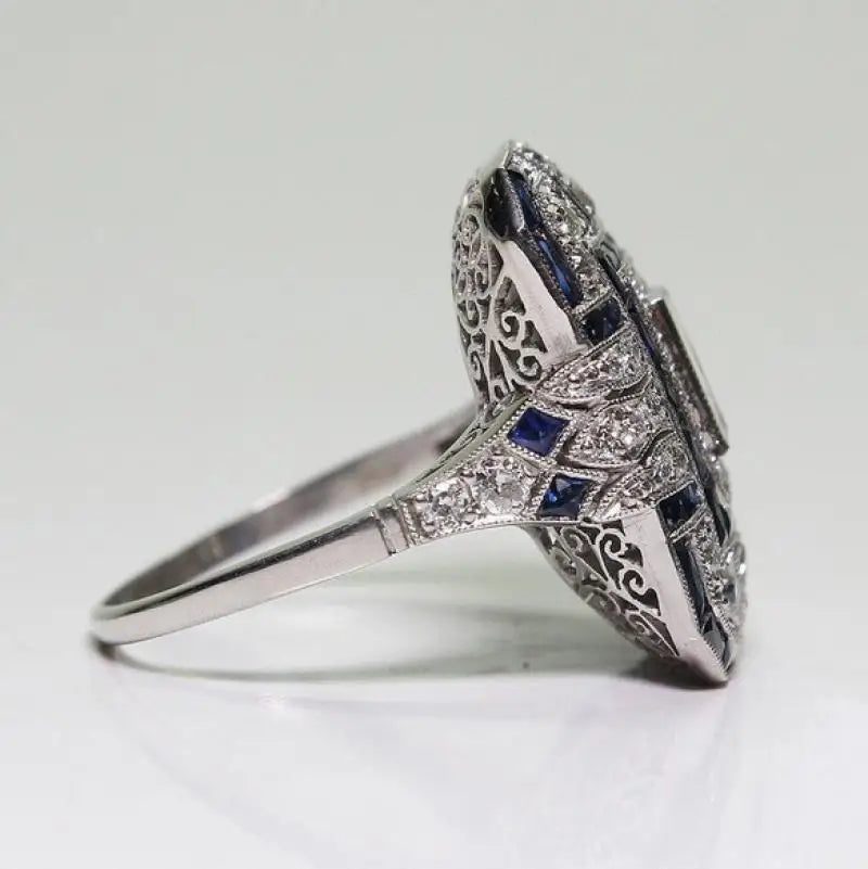 S925 Sterling Silver Sapphire Couple Rings