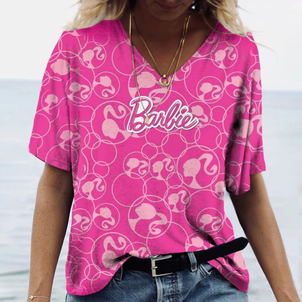 Classic Pink V-Neck T-Shirt for Women