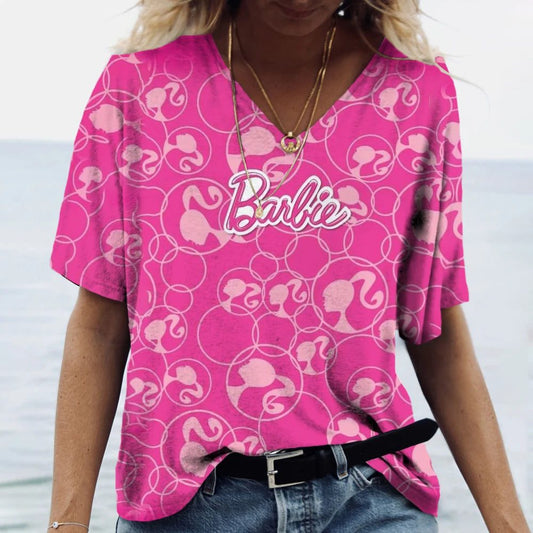 Classic Pink V-Neck T-Shirt for Women