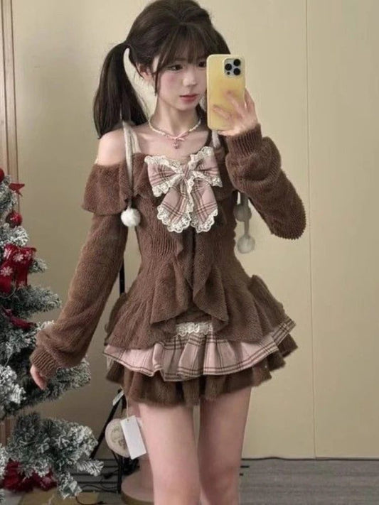 Elegant Sweet Knitted Sweater Dress Women