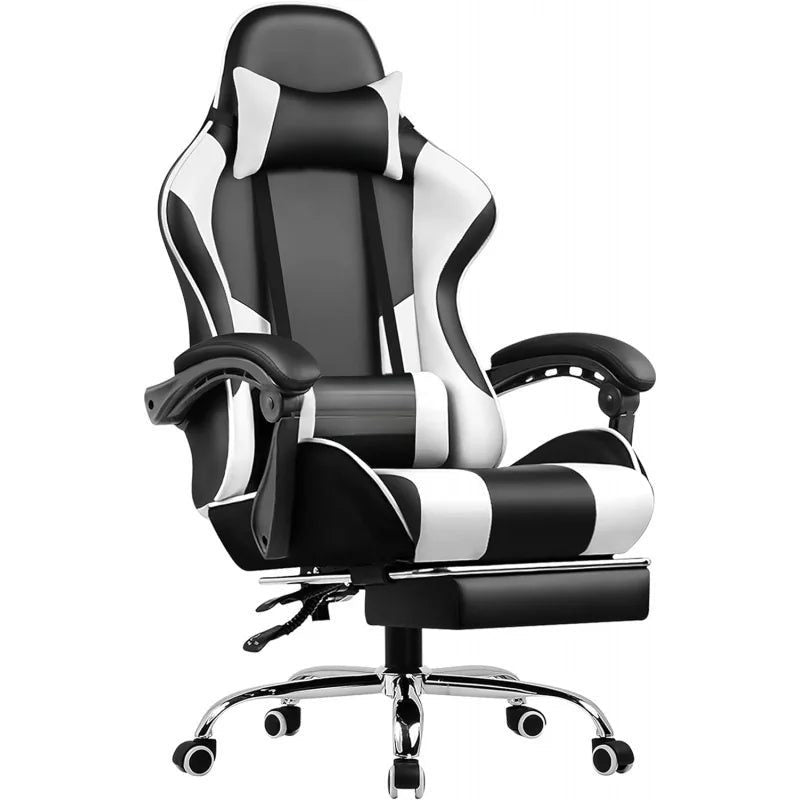 Adjustable Gaming Chair with Footrest and Support