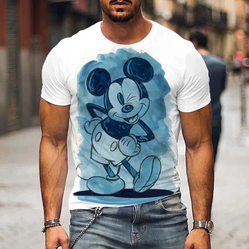 Men's Cartoon T-Shirt with Mickey Headphones
