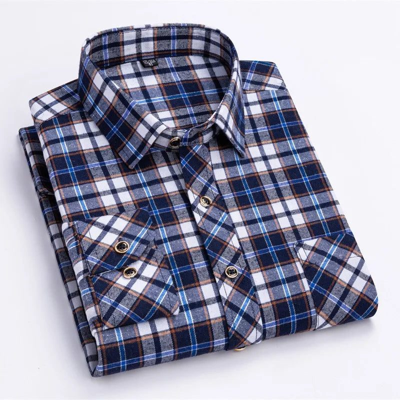 Men's Plus Size Cotton Plaid Flannel Shirt
