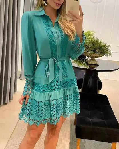 Trendy Y2K Floral Lace Mini Dress Women