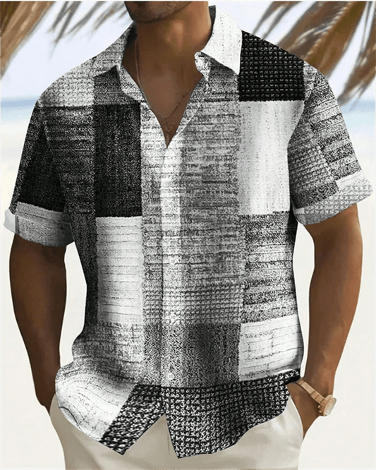 2024 Men's Color Block Hawaiian Beach Shirt