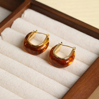 Luxury Amber Earrings for Women - Retro Style