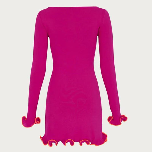 Slim Fit Knitted Mini Dress Women Autumn