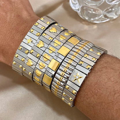 Vintage Waterproof Stainless Steel Heart Bangles