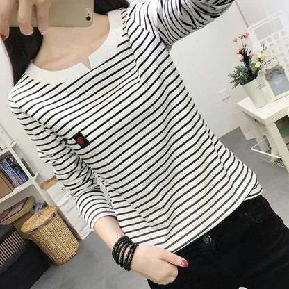 2024 Spring Women's Striped Long Sleeve T-Shirt