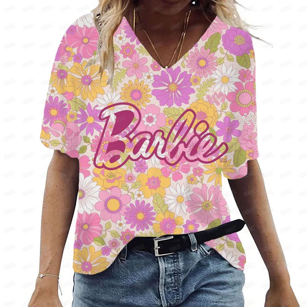 Anime V-Neck Summer T-Shirt for Women