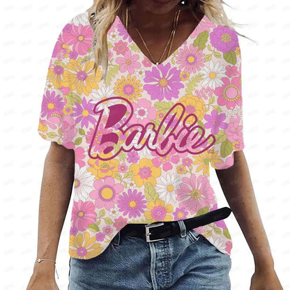 Anime V-Neck Summer T-Shirt for Women