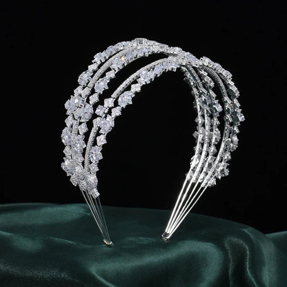 Elegant Silver Zircon Tiara for Brides