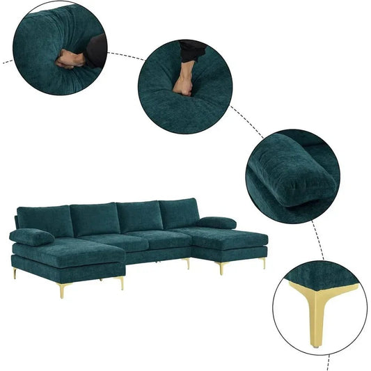 Spacious U-Shape Convertible Sectional Sofa 110”