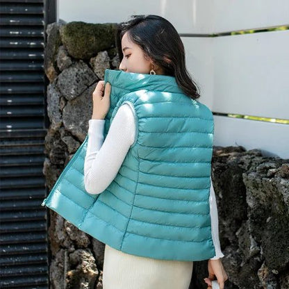 Slim White Sleeveless Down Vest Women Winter