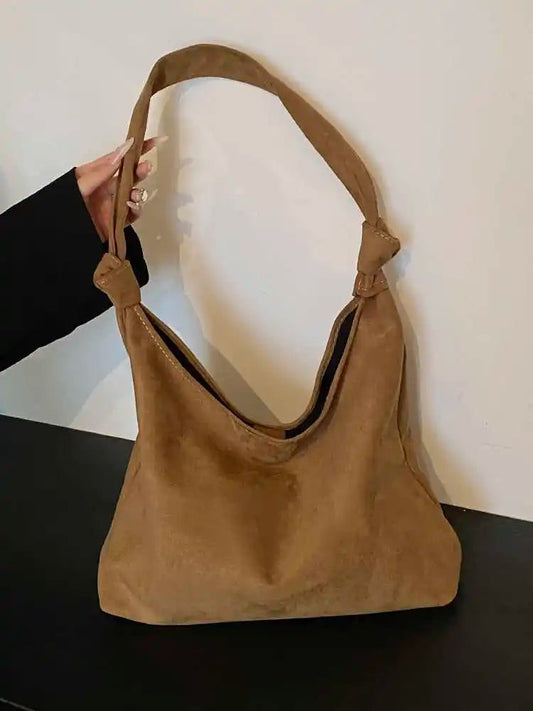 2024 Vintage Brown Suede Shoulder Tote Bag