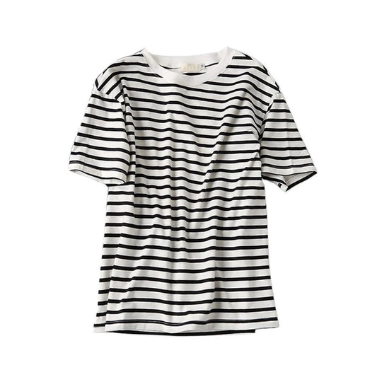Summer Striped Cotton T-Shirts for Women