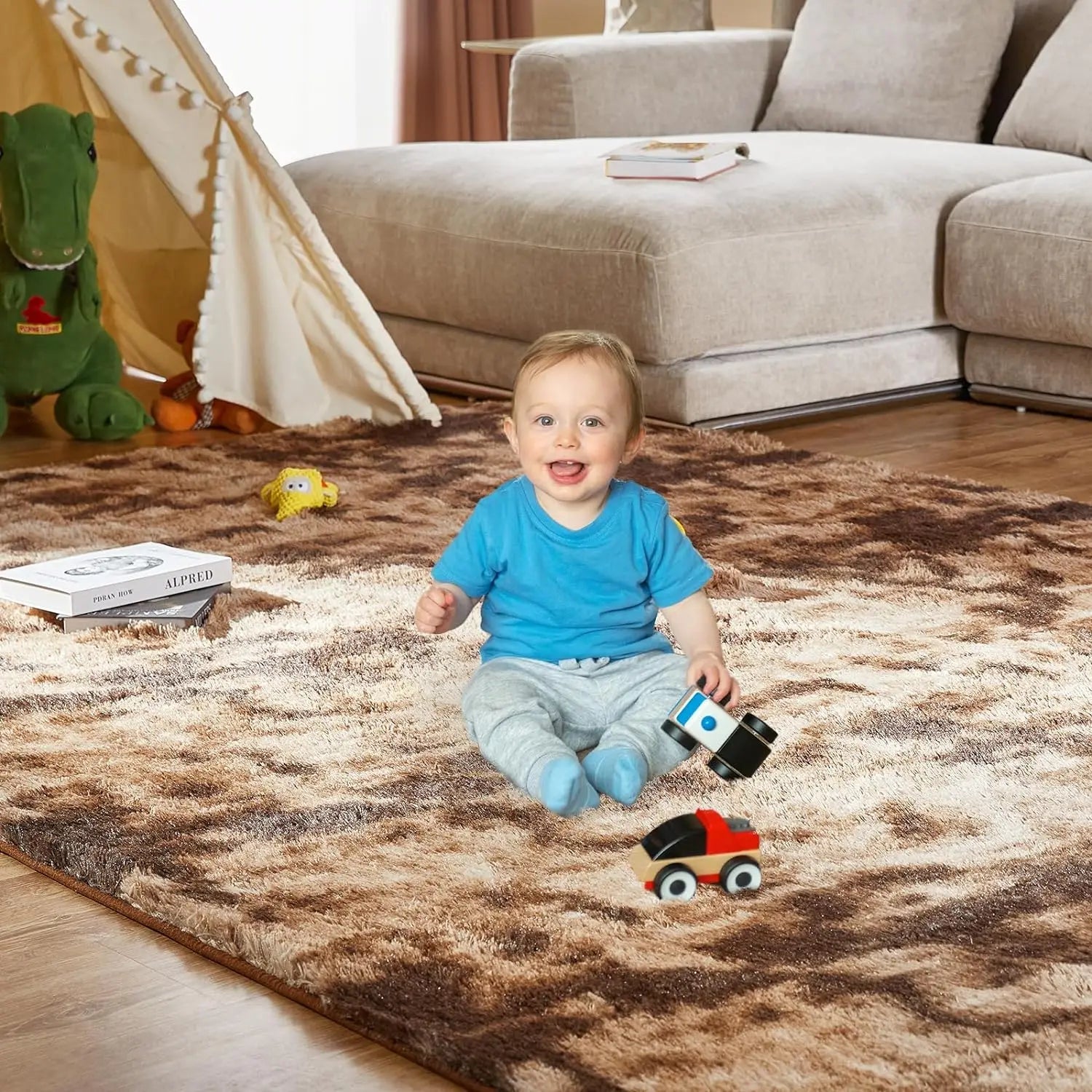 Soft Silk Wool Shag Area Rug