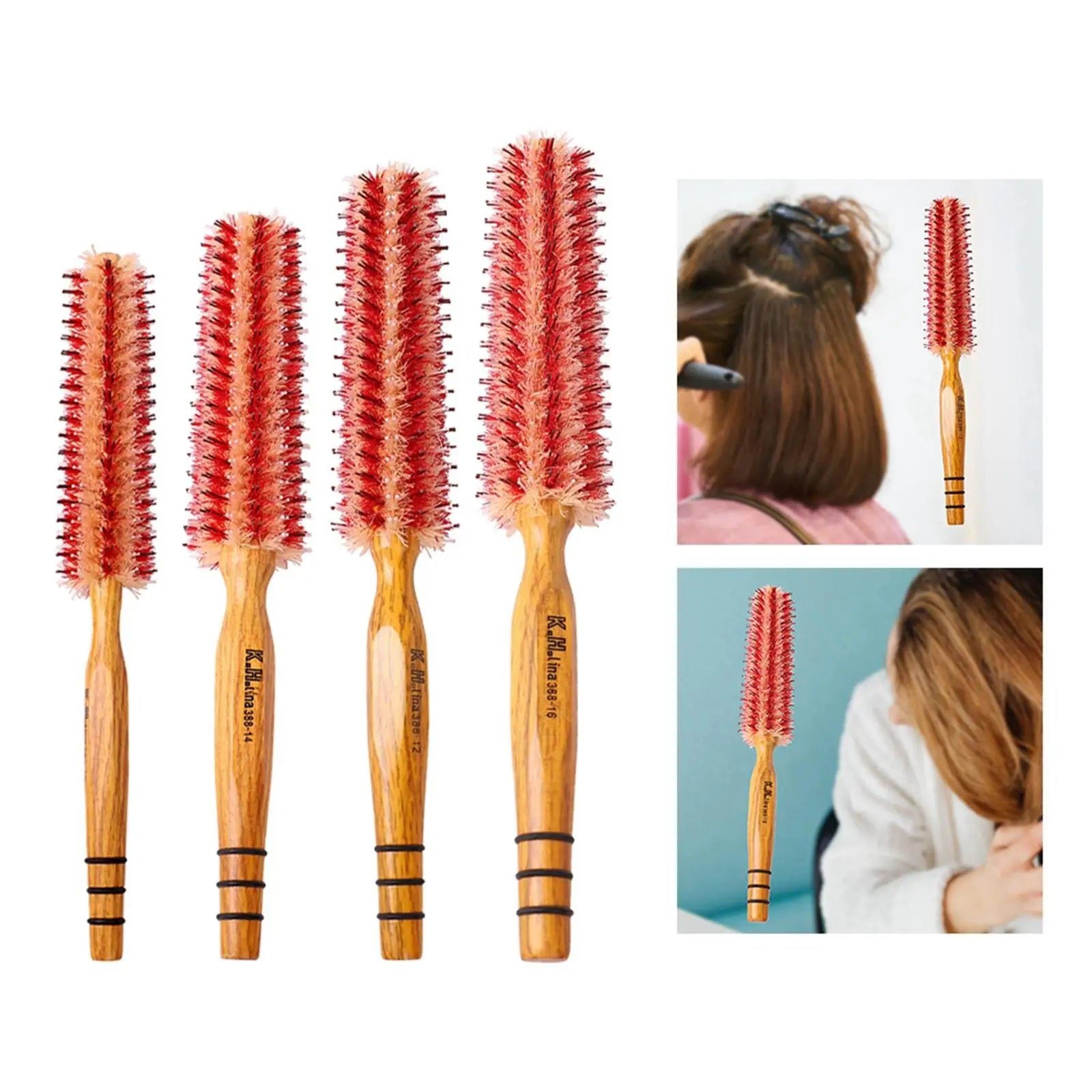 Small Round Hair Brush with Wooden Handle