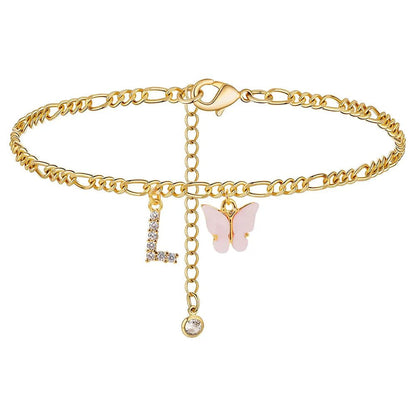 Waterproof Initial Letter Anklets for Women