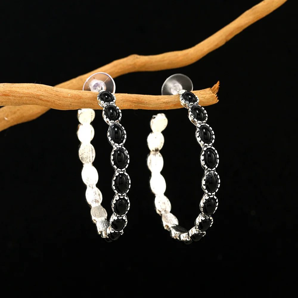 Bohemian Vintage Turquoise C-Shaped Circle Earrings