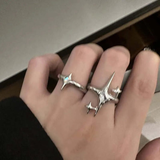 Vintage Irregular Cross Star Adjustable Couple Ring