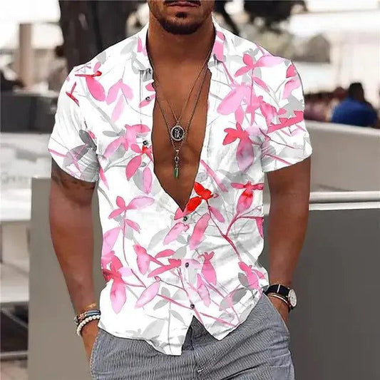 Men's 3D Leaf Print Hawaiian Shirt 2024
