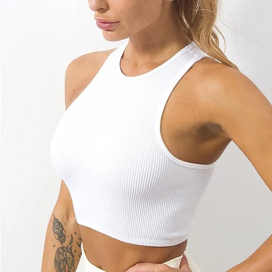 Seamless Rib Knit Yoga Crop Top