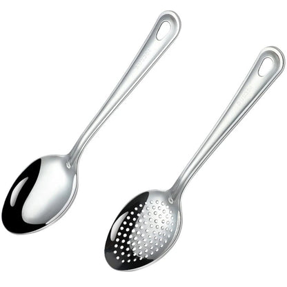 Elegant Slotted Stainless Steel Serving Spoons