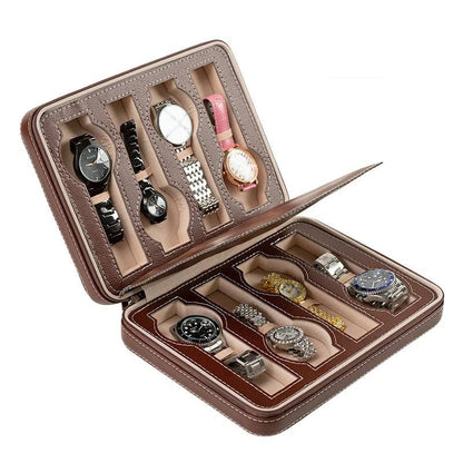 Portable Travel Watch Case with Zipper Storage