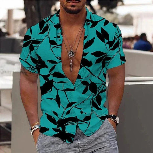 Men's 3D Leaf Print Hawaiian Shirt 2024