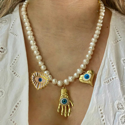 Chunky Cherry Pendant Necklace with Pearls