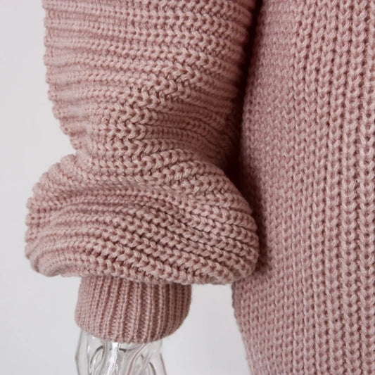 Off Shoulder Lantern Sleeve Knitted Dress