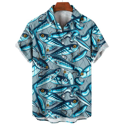 Men's 3D Fish Print Hawaiian Shirts Summer