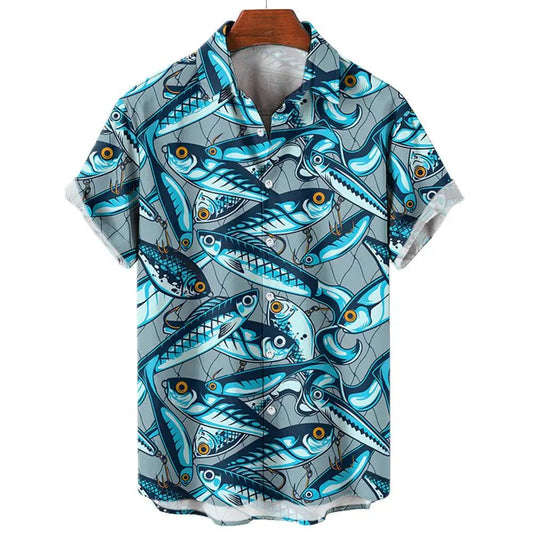 Men's 3D Fish Print Hawaiian Shirts Summer