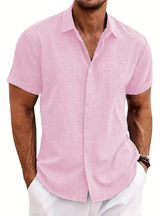 Trendy Loose Cotton Linen Short-Sleeve Shirt