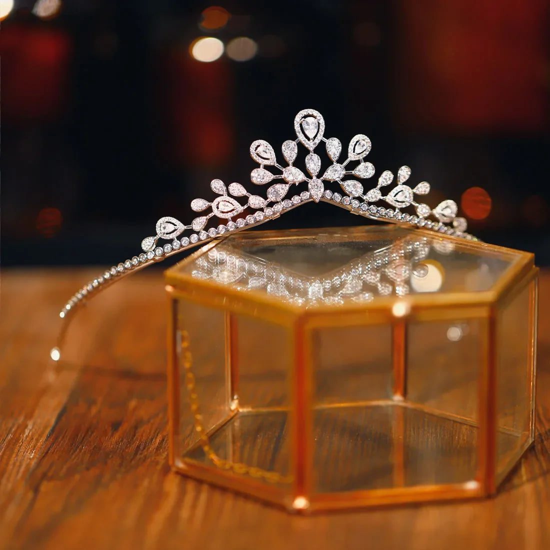 Elegant Silver Zircon Tiara for Brides