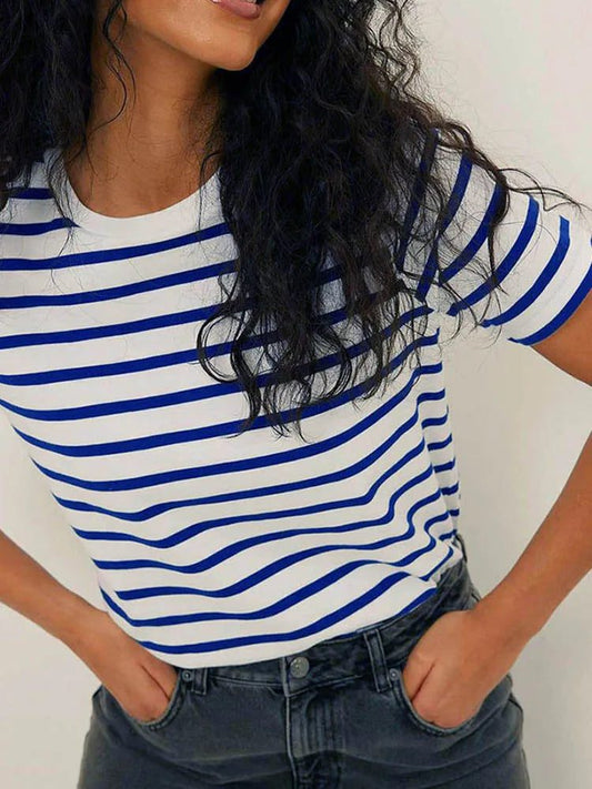 Cozy Striped Short Sleeve T-Shirt for Women