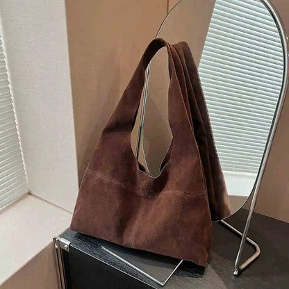 2024 Vintage Brown Faux Suede Shoulder Bag
