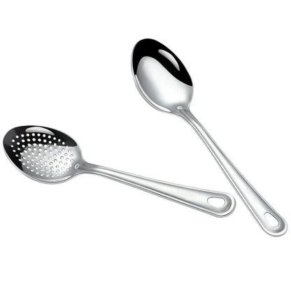 Elegant Slotted Stainless Steel Serving Spoons
