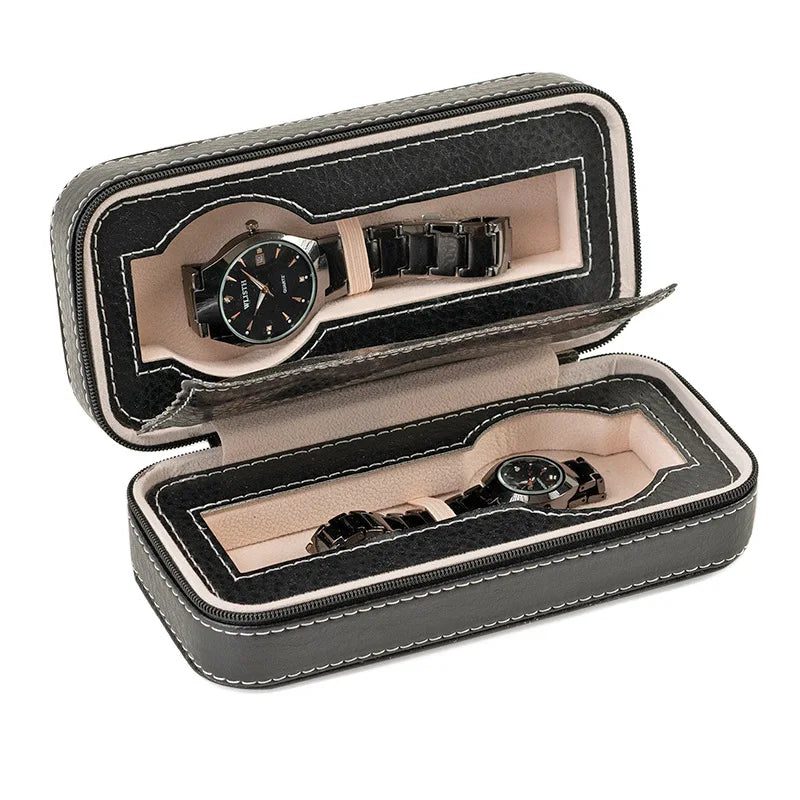 Portable Travel Watch Case with Zipper Storage