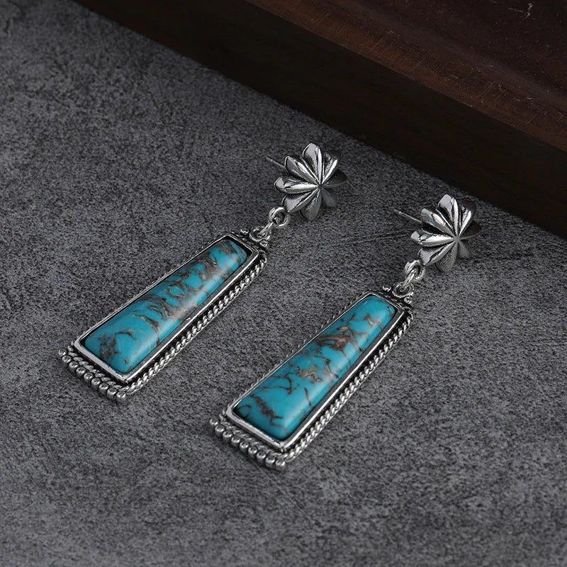 Vintage Bohemian Turquoise Dangle Earrings for Women