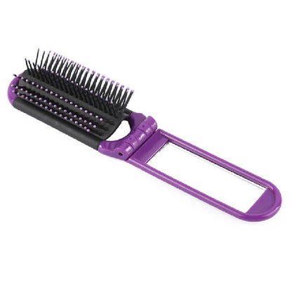 Portable Folding Travel Hair Comb with Mirror