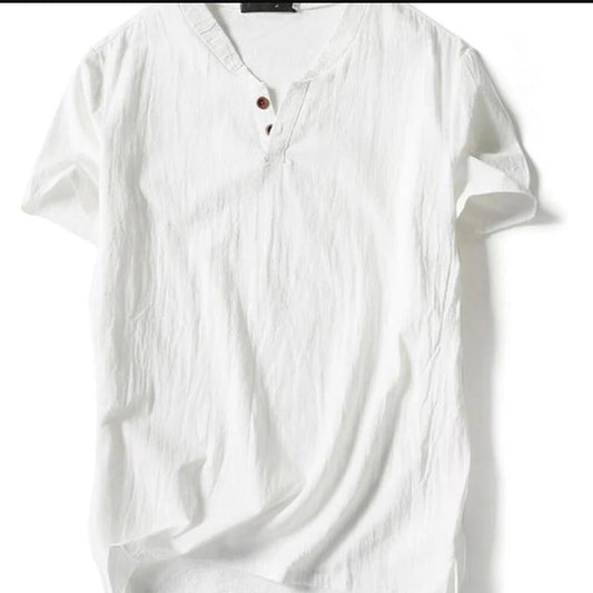Plus Size Linen Short Sleeve Shirts for Men